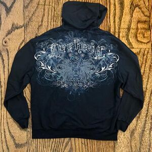 Y2K Archaic Affliction Grunge Studded Full Zip Hoodie Jacket